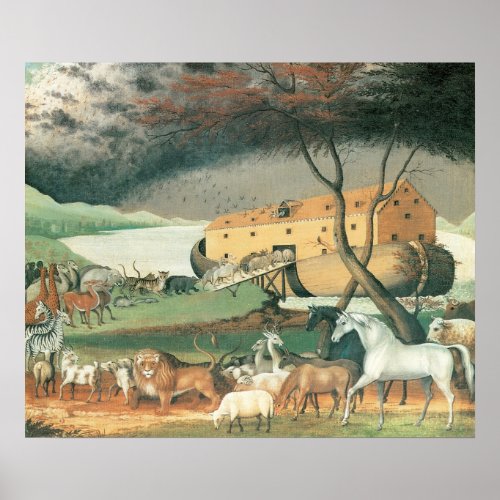 Noahs Ark by Edward Hicks Vintage Folk Art Poster