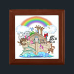 Noah's Ark Ceramic Tile Premium Gift Box<br><div class="desc">Premium gift box with colorful graphic depicts the bible story of Noah's ark with animals and rainbow.  Perfect gift for baptism,  christening or baby shower.Graphics©http://www.delightful-doodles.com/</div>
