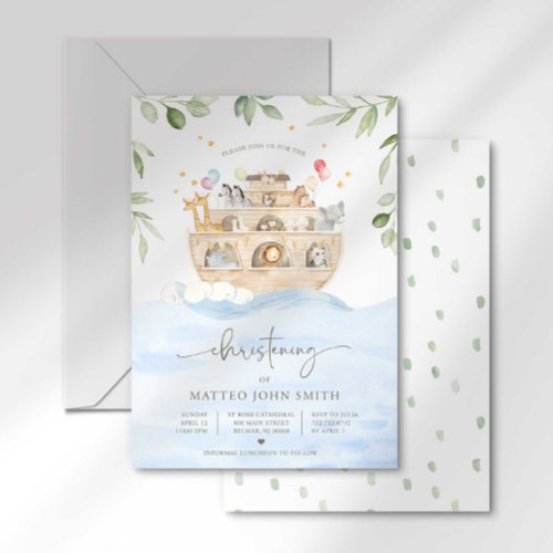 Noahs Ark Christening Invitation