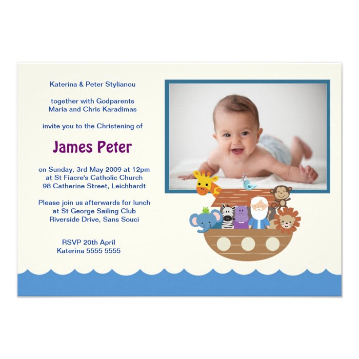 Noah's Ark Christening Invitations