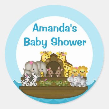 Noah's Ark Circle Label by TooCuteInvites at Zazzle
