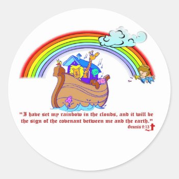 Noah's Ark Classic Round Sticker by 4westies at Zazzle