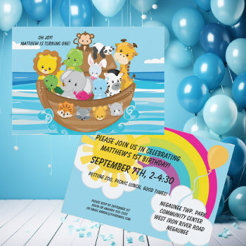 Noah's Ark Custom Birthday Kids Invitation by kids_birthdays at Zazzle
