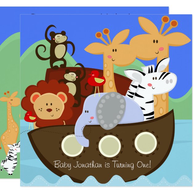 Noah's Ark Customized Birthday Invitations