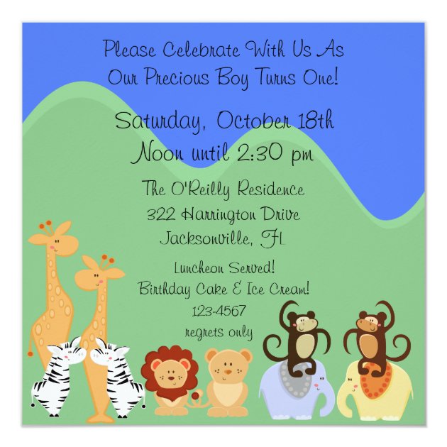 Noah's Ark Customized Birthday Invitations