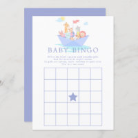 Noah's Ark Cute Animal Boat Baby Shower Bingo Game Invitation