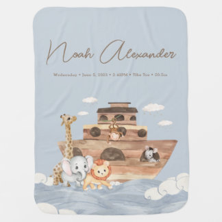 Noah's Ark Cute Animals Baby Blanket Boy Nursery