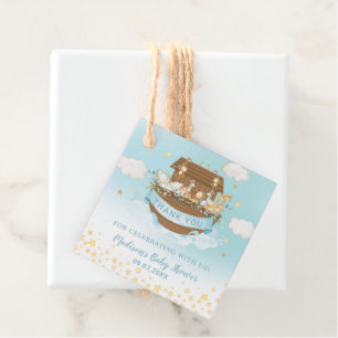 Noah's Ark Cute Animals Blue Birthday Baby Shower Favor Tags