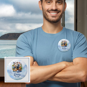 Noah's Ark Cute Animals Blue Boy Mommy to Be Button