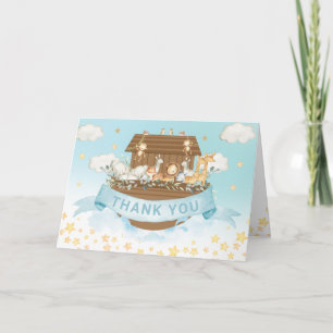 Noah's Ark Cute Animals Boy Birthday Baby Shower Letterpress Thank You Card
