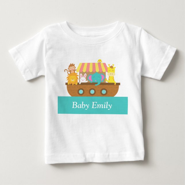 Noah's Ark, Cute Animals for Baby Boy or Girl T-Shirt (Front)