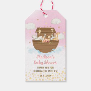 Noah's Ark Cute Animals Girl Baby Shower Favor Gift Tags