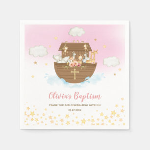 Noah's Ark Cute Animals Girl Baptism Christening  Napkins