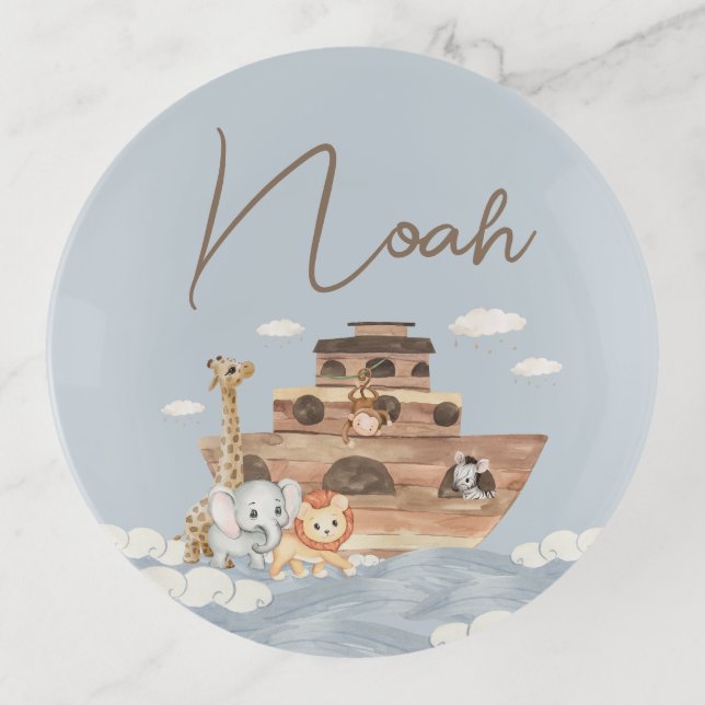 Noah's Ark Cute Animals Trinket Tray Keepsake (Front)