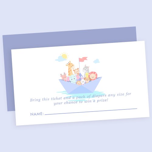 Noah'S Ark Cute Baby Shower Diaper Raffle Enclosure Card