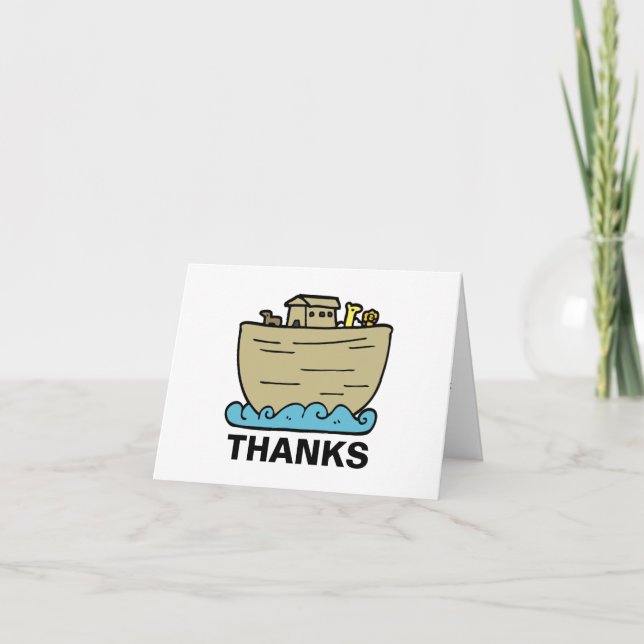Noah's Ark Cute Christian Baby Shower Thank You Card (Front)