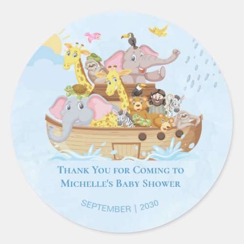Noahs ark cute thank you favor classic round sticker