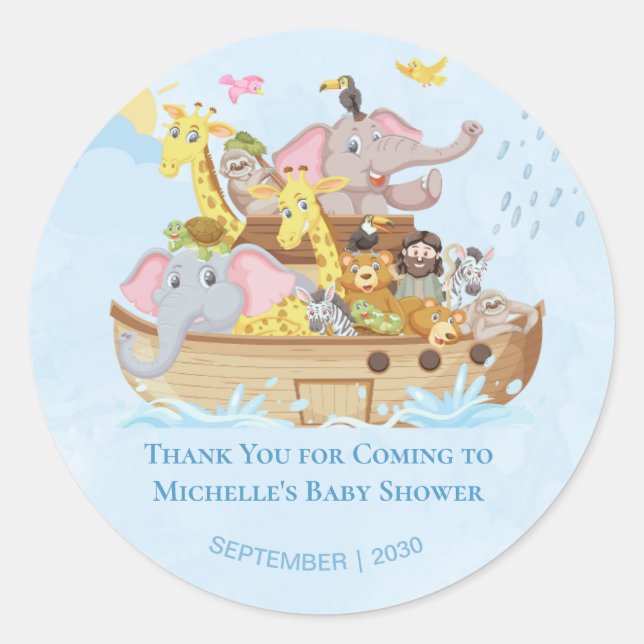 Noahs ark cute thank you favor classic round sticker (Front)