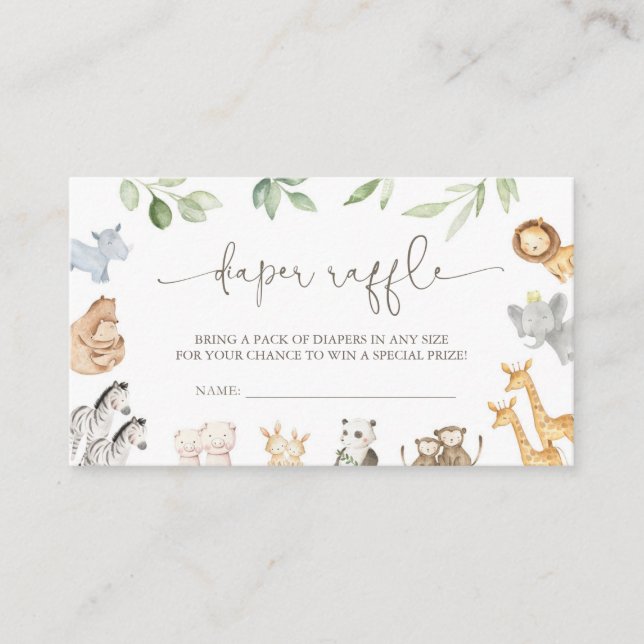 Noah's Ark Diaper Raffle Card (Front)