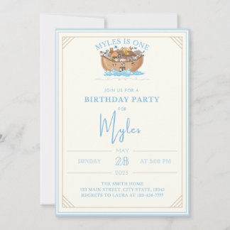 Noah's Ark First Birthday Invitation