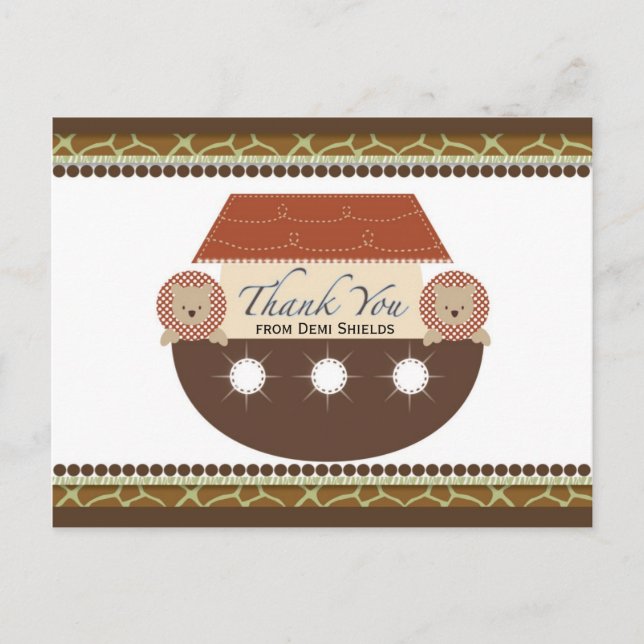 Noah's Ark Flat Thank You Card (Front)