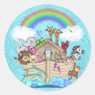 NOAHS ARK FOR BABY SHOWER FAVORS CLASSIC ROUND STICKER