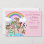 Noah's Ark Girls Baby Shower Invitation (Front)