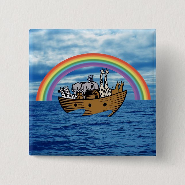 Noah's Ark - God's Rainbow Covenant Button (Front)