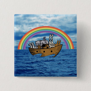 Noah's Ark - God's Rainbow Covenant Button