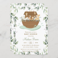 Noah's Ark Greenery Baby Shower Gender Neutral  Invitation