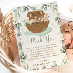 Noah's Ark Greenery Baby Shower Gender Neutral Thank You Card