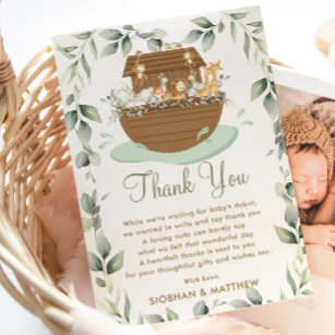 Noah's Ark Greenery Baby Shower Gender Neutral  Thank You Card