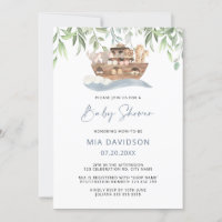 Noah's Ark Greenery Baby Shower Invitation