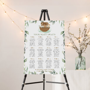 Noah's Ark Greenery Baby Shower Seating Chart   Foam Board