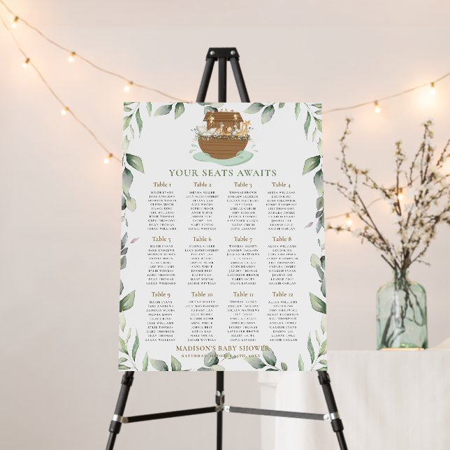 Noah's Ark Greenery Baby Shower Seating Chart   Foam Board (In Situ (Stand))