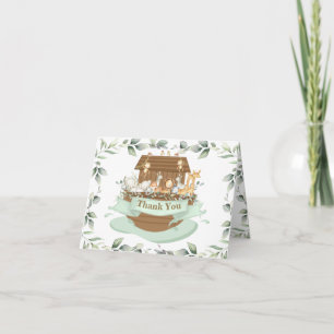 Noah's Ark Greenery Birthday Baby Shower Baptism Letterpress Thank You Card