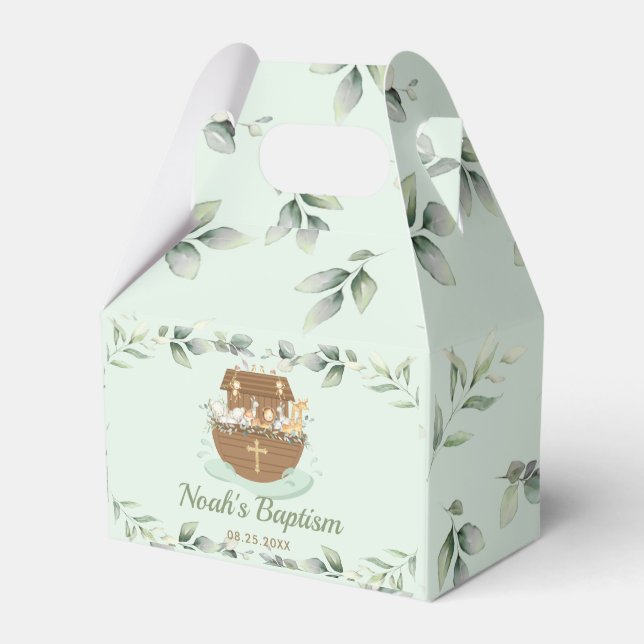 Noah's Ark Greenery Birthday Baptism Christening Favor Boxes (Front Side)