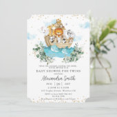 Noah's Ark Greenery Cute Animals Twins Baby Shower Invitation (Standing Front)