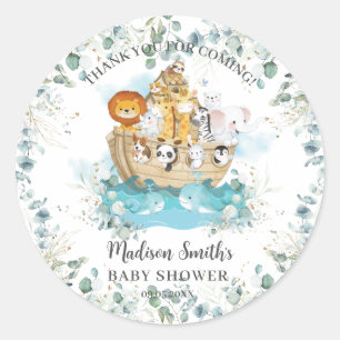 Noah's Ark Greenery Gender Neutral Baby Shower Classic Round Sticker