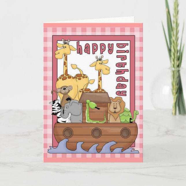 Noah's Ark Happy Birthday Card (Front)