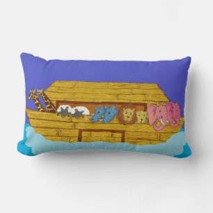 Noah's Ark illustration Rainbow Funny Elephant Lumbar Pillow