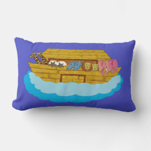 Noah's Ark illustration Rainbow Funny Elephant Lumbar Pillow