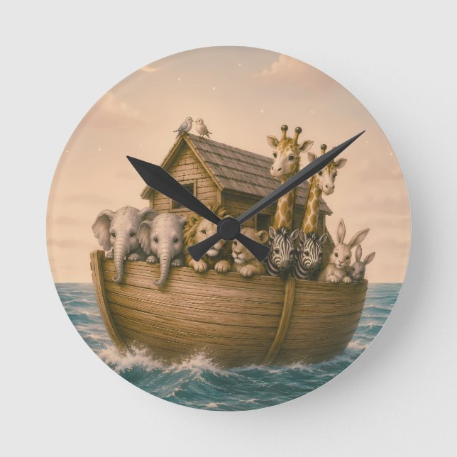 Noah's Ark Islamic Nursery Round Clock (Front)