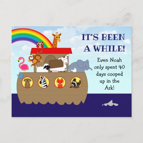 Noahs Ark Its Been A While Sunday School Reminder Postcard