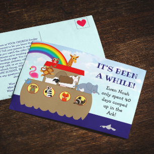 Noahs Ark It's Been A While Sunday School Reminder Postcard