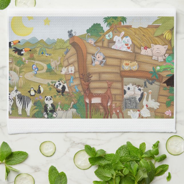Noah's Ark Kitchen Towel (Folded)