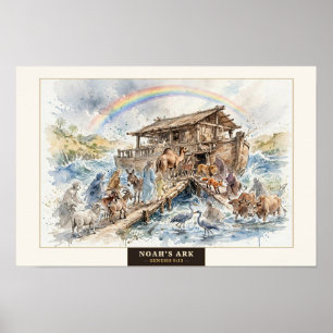Noah's Ark — Loose Watercolor Poster