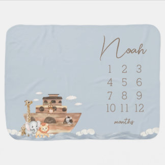 Noah's Ark Milestone Blanket Baby Nursery
