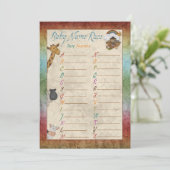 Noah's Ark Name Race Baby Shower Game Cards (Standing Front)