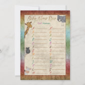 Noah's Ark Name Race Baby Shower Game Cards (Back)